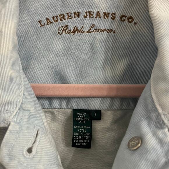 Lauren Jeans Co Denim Jacket Tie Dye Women's Small Light Blue Ralph Lauren Crop - Picture 4 of 12